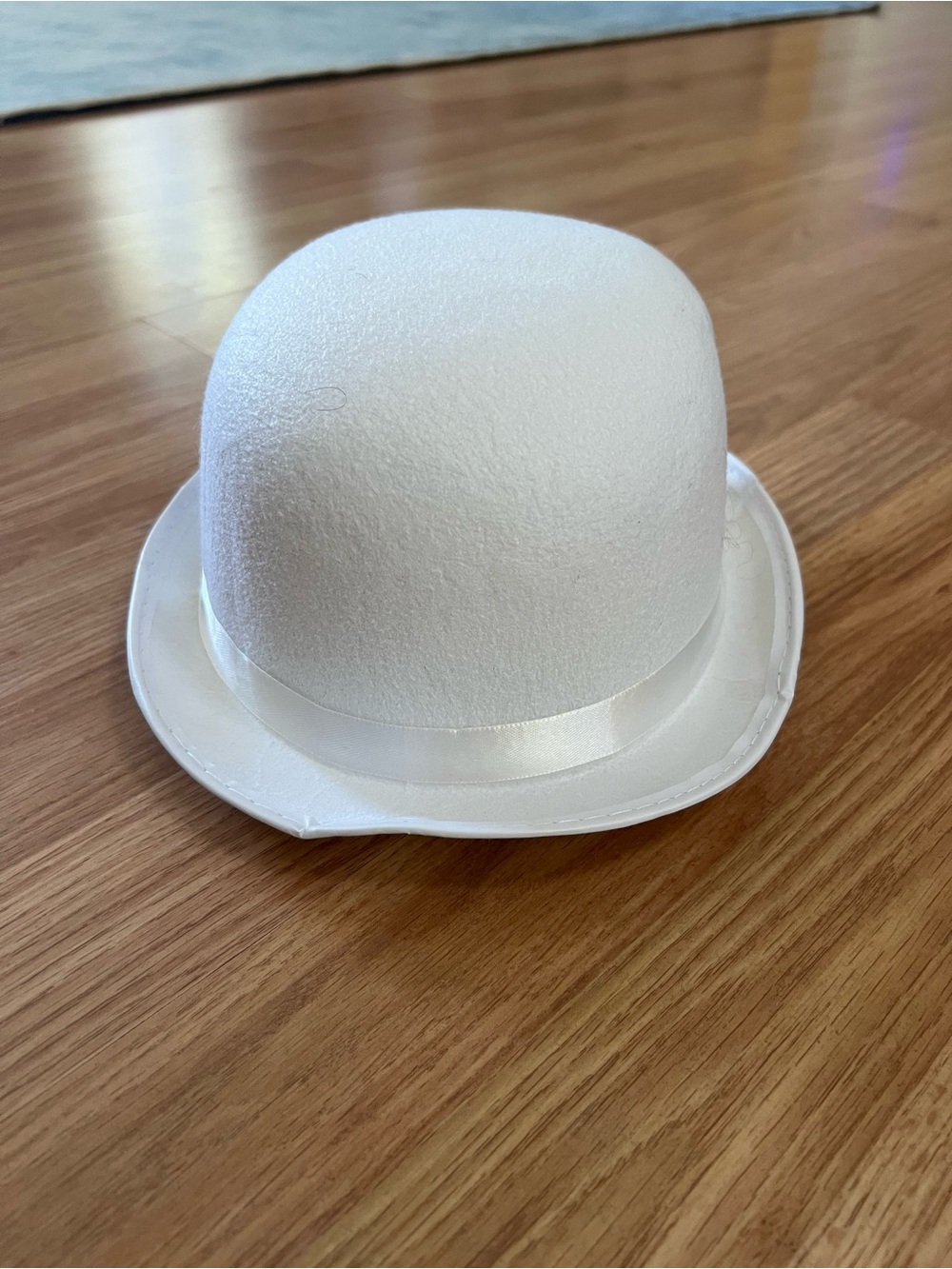 White Party Bowler Hat with Satin Band